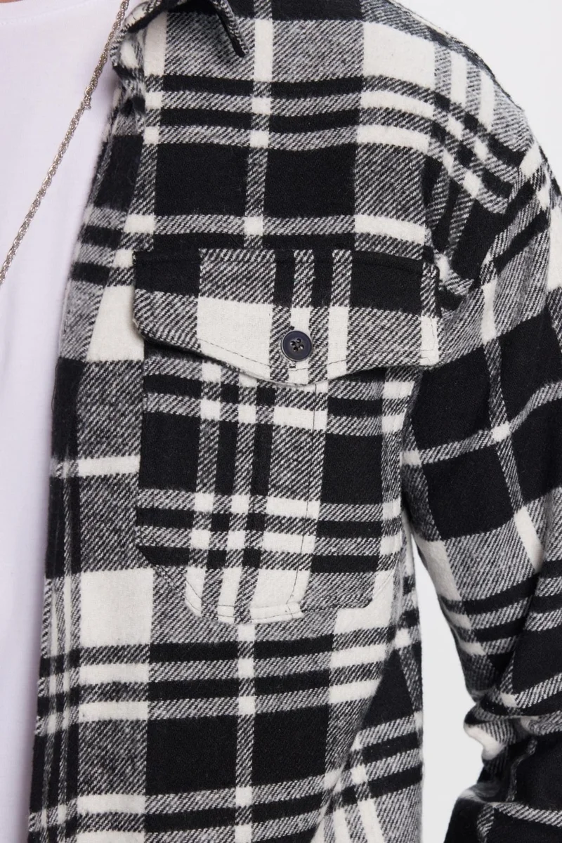 تودورس Men's Relax Fit Casual Cut Lumberjack Double Pocket Buttoned Plaid Winter Shirt