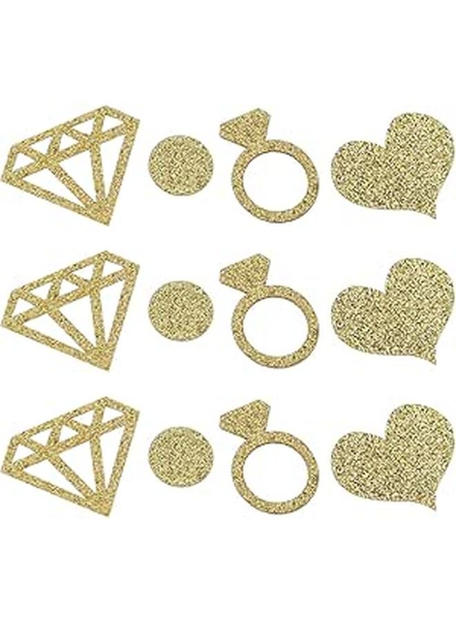 Golden Confetti Hearts And Rings 2 Bags Wedding Party Decoration Sparkling Scatter - Image 1