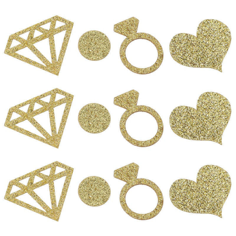 Golden Confetti Hearts And Rings 2 Bags Wedding Party Decoration Sparkling Scatter - Image 2