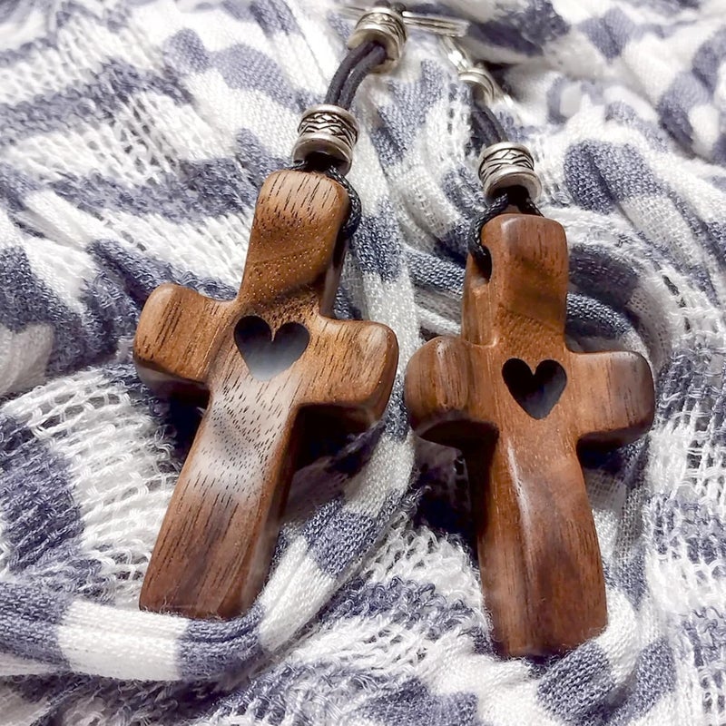 Yookin 2 PCS Cross My Heart | Encouragement Gift Wooden Cross Key Chain Fingertip Stress Relief Gifts Pocket Small Cross Christmas Gift Handheld Wooden Cross Key Chain - Image 5
