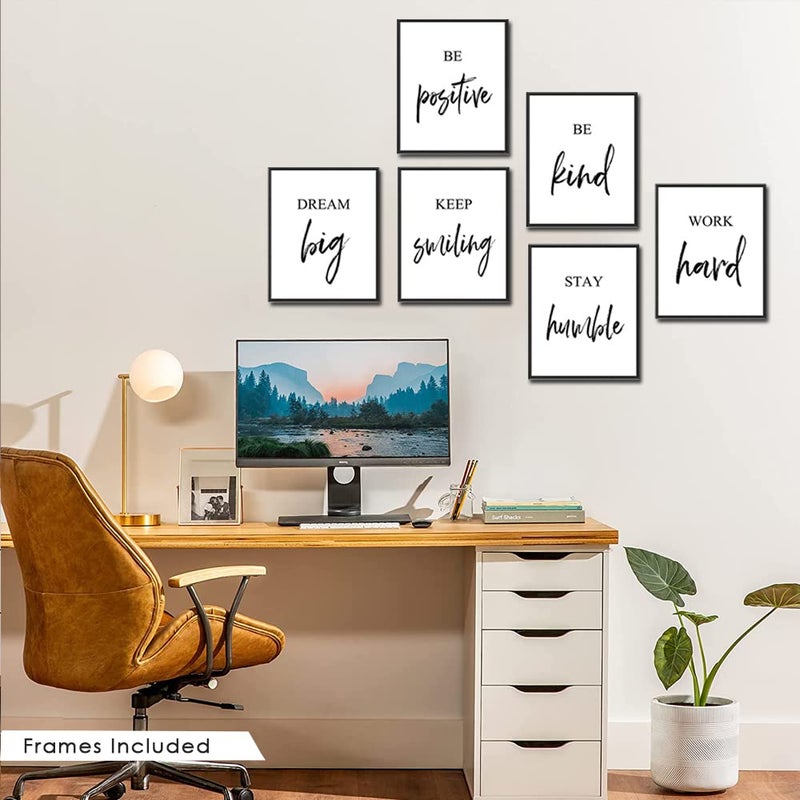 WALTSOM Inspirational Wall Art, Framed Motivational Canvas Wall Art Positive Quote for Living Room Bedroom Office, Stretched Ready to Hang (Set of 6, 8X10in, Framed) - Image 3