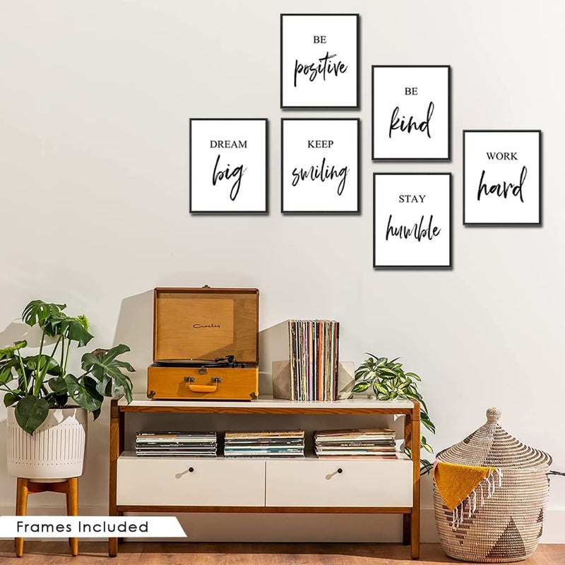 WALTSOM Inspirational Wall Art, Framed Motivational Canvas Wall Art Positive Quote for Living Room Bedroom Office, Stretched Ready to Hang (Set of 6, 8X10in, Framed) - Image 4