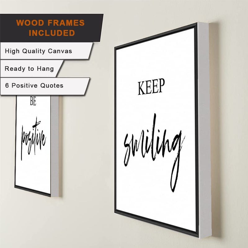 WALTSOM Inspirational Wall Art, Framed Motivational Canvas Wall Art Positive Quote for Living Room Bedroom Office, Stretched Ready to Hang (Set of 6, 8X10in, Framed) - Image 2