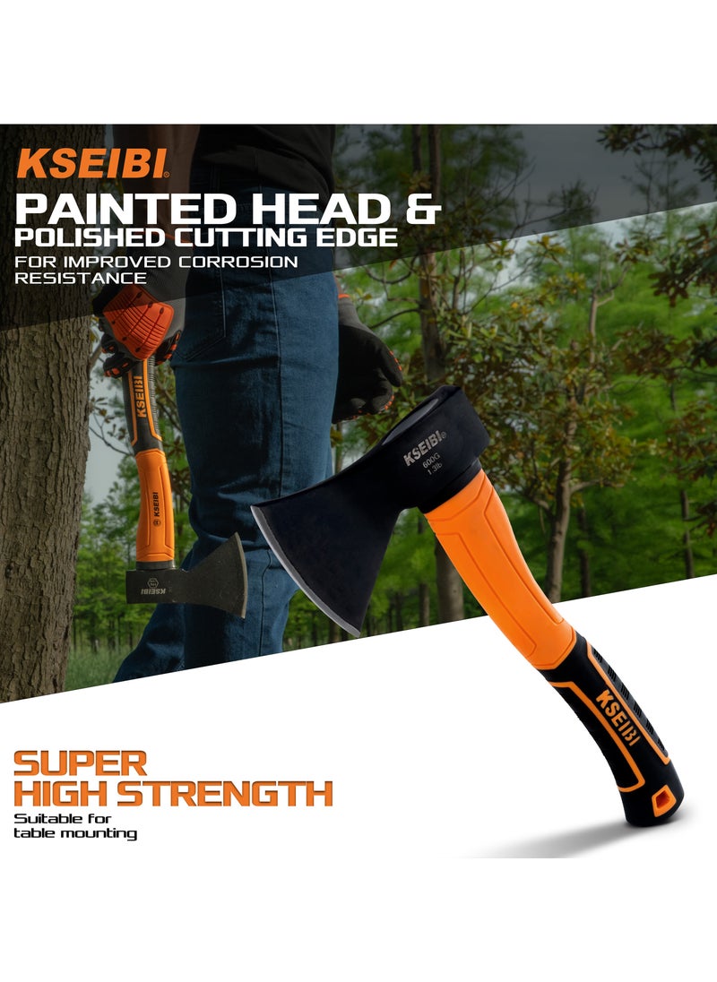 KSEIBI Axe With Fiberglass Handle, Hand Axe, with Strong Handle and Anti-Slip Grip., Perfect for Camping, Hiking, Woodworking, Wood Cutting Ax, Splitting, Felling, Camping and Pack.  - Image 3