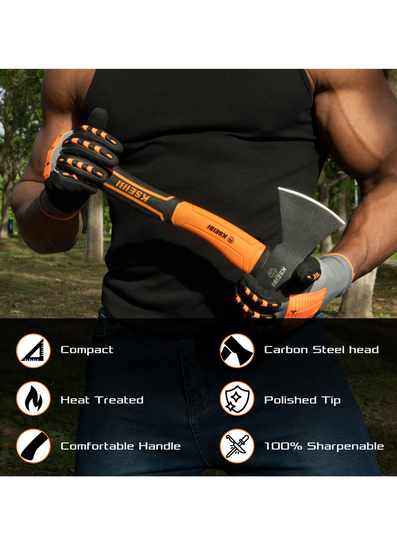 KSEIBI Axe With Fiberglass Handle, Hand Axe, with Strong Handle and Anti-Slip Grip., Perfect for Camping, Hiking, Woodworking, Wood Cutting Ax, Splitting, Felling, Camping and Pack.  - Image 2