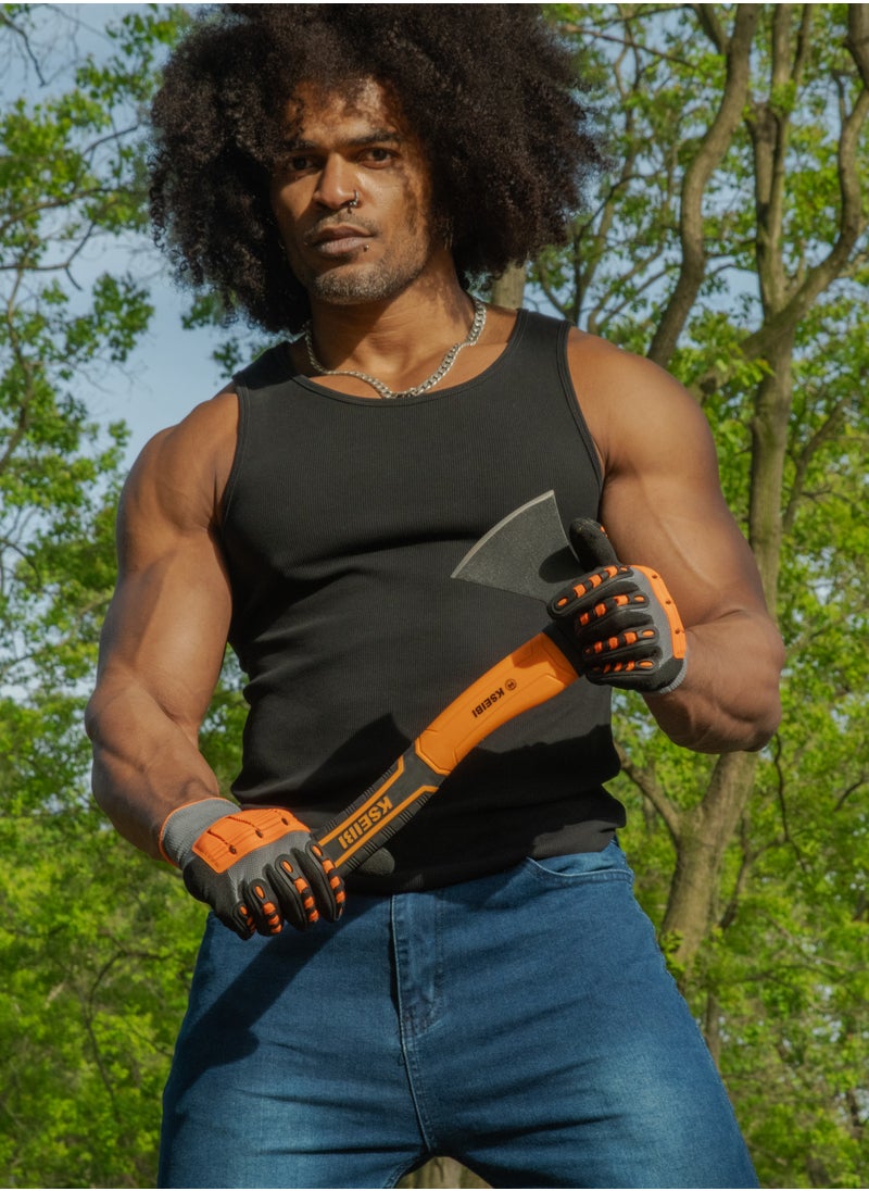 KSEIBI Axe With Fiberglass Handle, Hand Axe, with Strong Handle and Anti-Slip Grip., Perfect for Camping, Hiking, Woodworking, Wood Cutting Ax, Splitting, Felling, Camping and Pack.  - Image 4