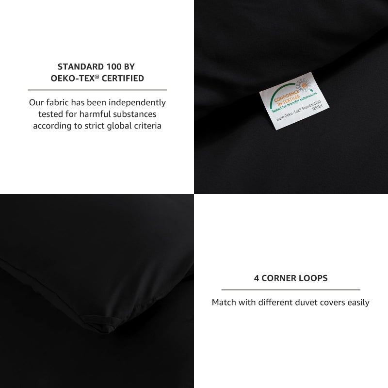 CozyLux Oversized Queen Comforter Set Black, 3 Pieces 98x98 Solid Breathable Quilted Bedding Sets for All Season, Luxury Soft Lightweight Bed Set with Down Alternative Comforter and 2 Pillowcases - Image 5