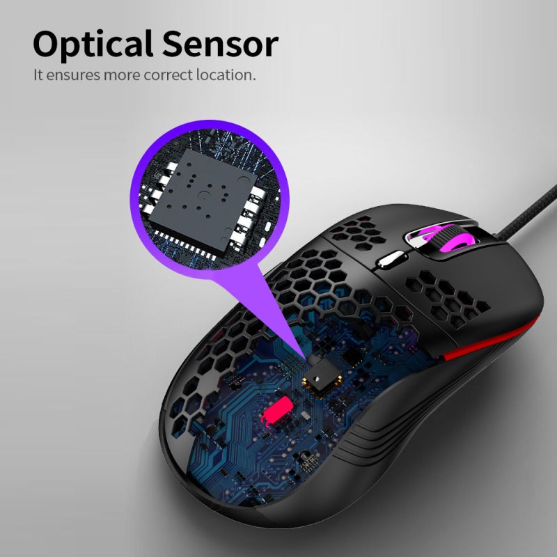 فأرة ألعاب: لون أسود، 4 مستويات DPI 1200/2400/4800/7200، 6 أزرار قابلة للبرمجة - مستشعر بصري، تصميم مريح، توصيل واستخدام سريع لعشاق ألعاب ويندوز وماك - Image 3