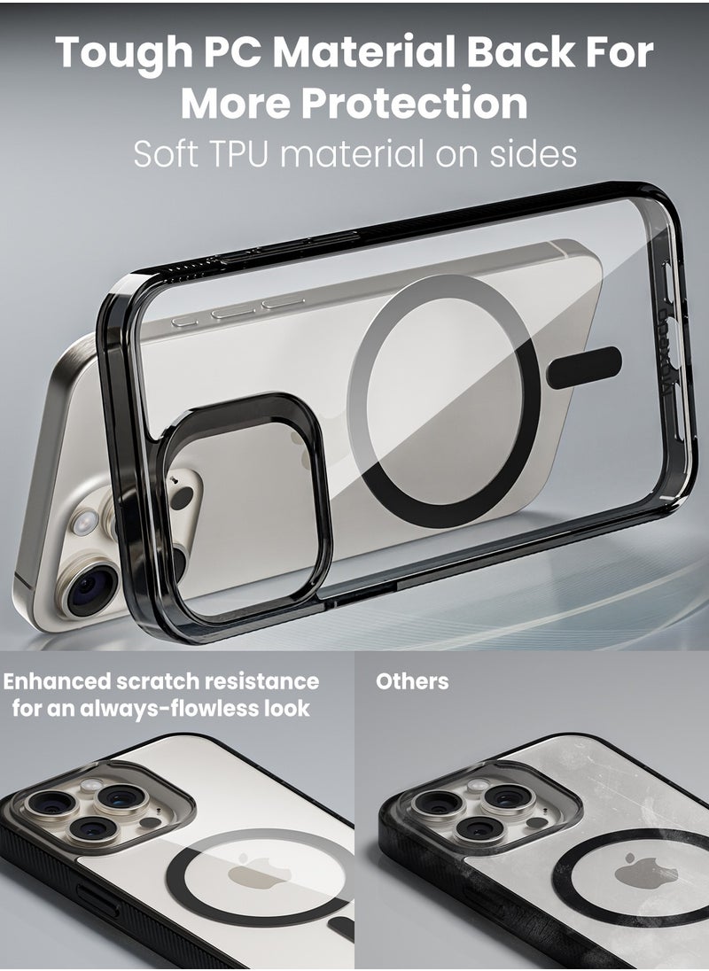 Moxedo Moxedo Magnetic Protective Case 360 Protection Clear Case Hard PC with Built-in Strong Magnets Compatible with Magnetic Safe Designed for iPhone 15 Pro Max 6.7 inch (Black)  - Image 3