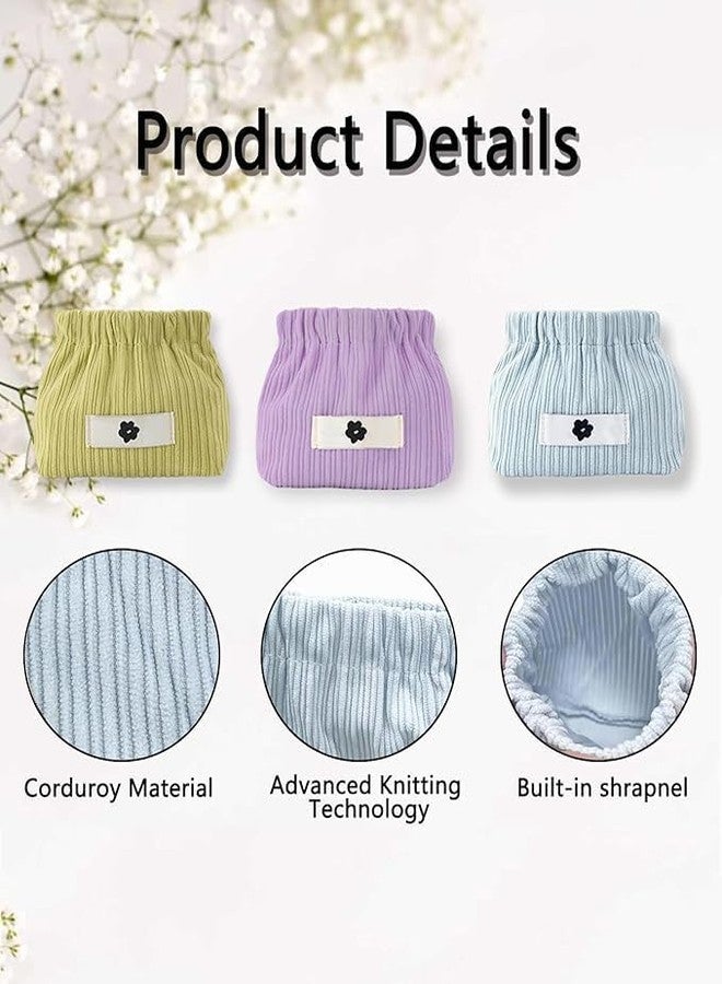 Bindex Portable Corduroy Storage Bag,Corduroy Elastic Hair Tie Organizer,Mini Cosmetic Bag for Women, Corduroy Storage Pouch for Lipstick,Jewelry,Coin Purse Organizer (4) - Image 3