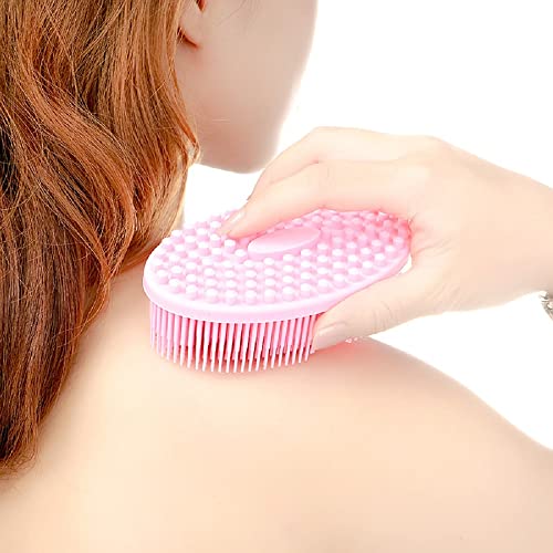 Kytaste Silicone Bathing Scrubber - Exfoliating Cleaning Bath Brush – Soft Body Wash Shower Brushes (Pink) - Image 3