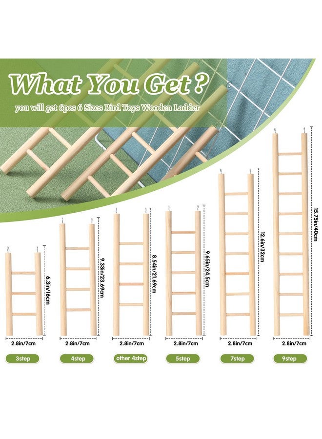 Kigeli 6 Pcs Wood Step Ladder for Bird, Hanging Bird Ladder Parrot Step Cage Hanging Climbing Toys for Parakeets, Parrots, Cockatoo and Lovebirds - Image 2