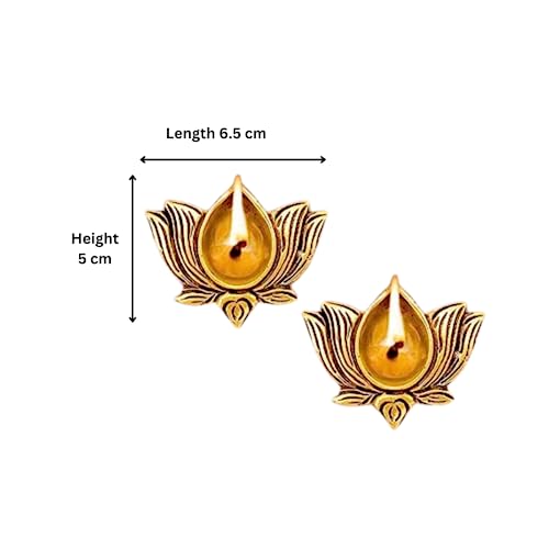 The Advitya Lotus Shaped Brass Diya for Pooja|Festive Decor Diwali Gift|Home Decor Items|Deepam Oil Lamp Vilakku Deepak for Puja|Kamal Deep|Pooja Essentials|Diwali Decoration Item|(Pack of 2) - Image 4