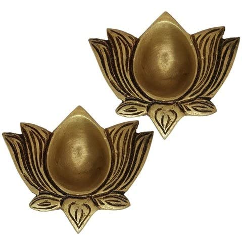 The Advitya Lotus Shaped Brass Diya for Pooja|Festive Decor Diwali Gift|Home Decor Items|Deepam Oil Lamp Vilakku Deepak for Puja|Kamal Deep|Pooja Essentials|Diwali Decoration Item|(Pack of 2) - Image 3