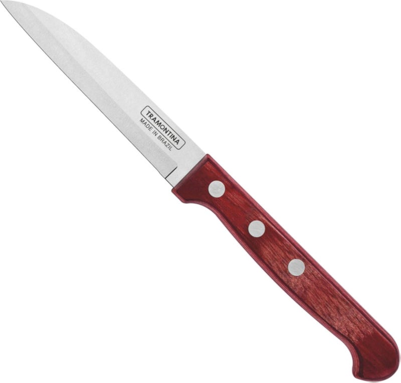 TRAMONTINA Knife, Kitchen Knife for Everyday Cutting â€“ Polywood â€“ Paring â€“ Polywood - Plain Edge â€“ 3-Inch â€“ Red