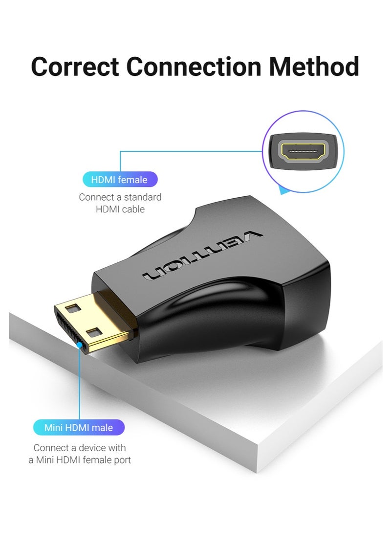 VENTION Mini HDMI Male to HDMI Female Adapter Black Model # AISB0 - Image 3