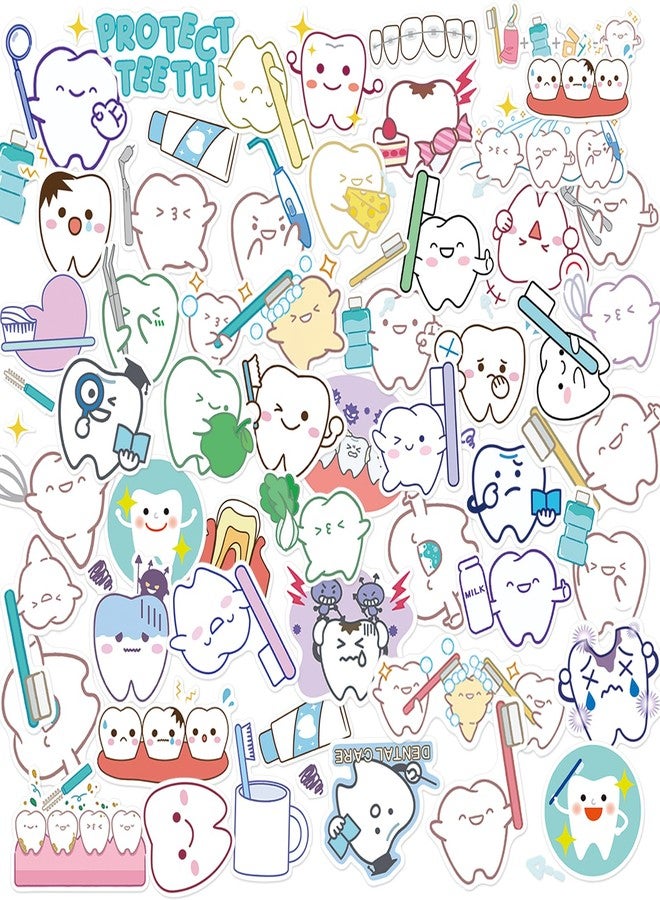 Ceonam 50 Pcs Tooth Cartoon Stickers, Dentist-Themed Waterproof PVC Reward Stickers Self-Adhesive Labels for Dental Clinics, Patient Gifts, Laptop, Water Bottle, DIY Craft, Scrapbooking, Party Favor - Image 1