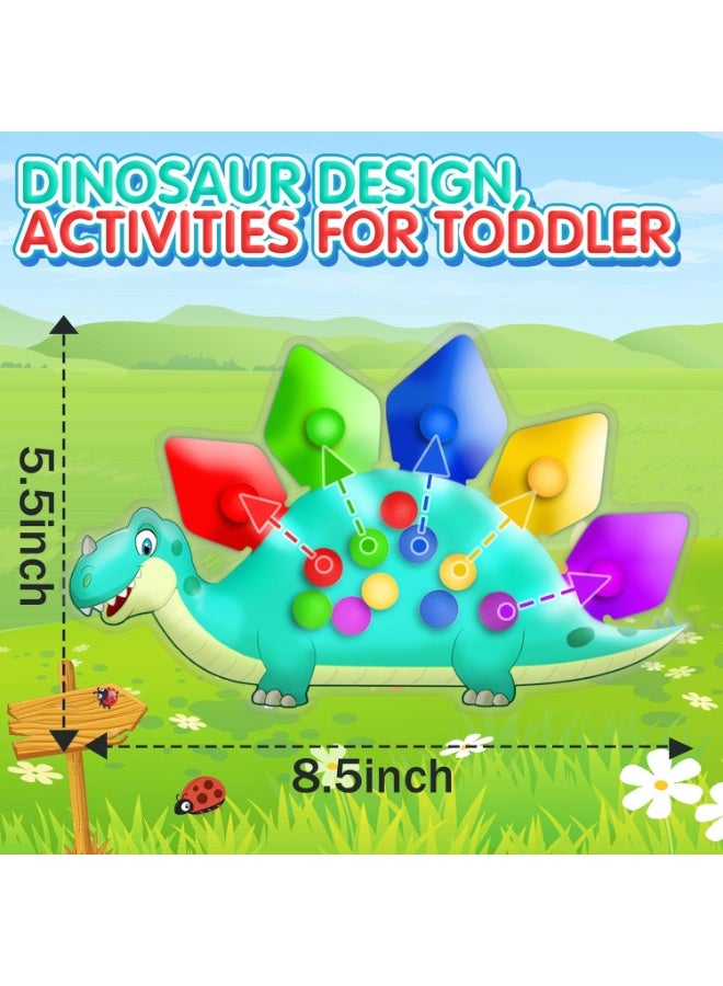 general 2PC Dinosaur Color Sorting Sensory Toys, Montessori Toys for Toddler Fine Motor Skill Game Learning Activities Quiet Calm Down Fidgets for Classroom Stocking Stuffers for 3 4 5 Year Old Boy Travel Toy - Image 2