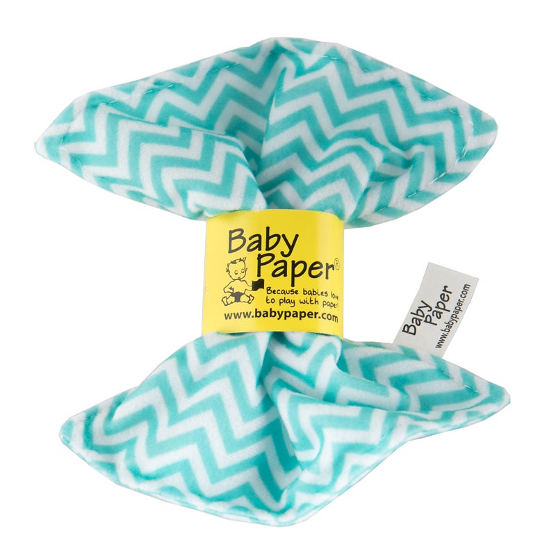 Baby Paper Original Baby Paper - Crinkle Teether and Sensory Toy for Babies and Infants | Turquoise Zig Zag | Non-Toxic, Washable | Great for Baby Showers - Image 1