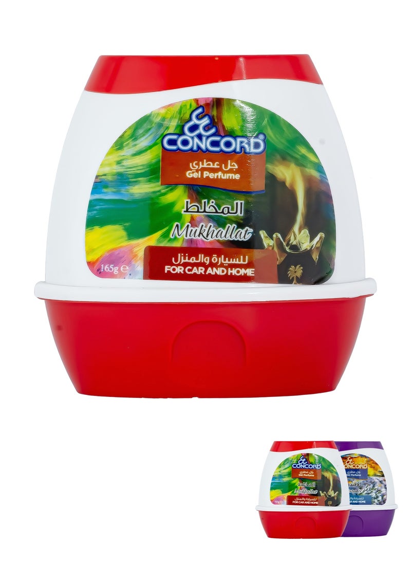CONCORD- Gel Air Freshener, Mukhallat Fragrance for Car and Home | Multiple Usage Areas, Odor Eliminator, Last Up To 30 Days | Made in Malaysia, 165g | LIMITED TIME OFFER- Pack of 2 (One Fragrance as Shown + One with Random Fragrance) - Image 1