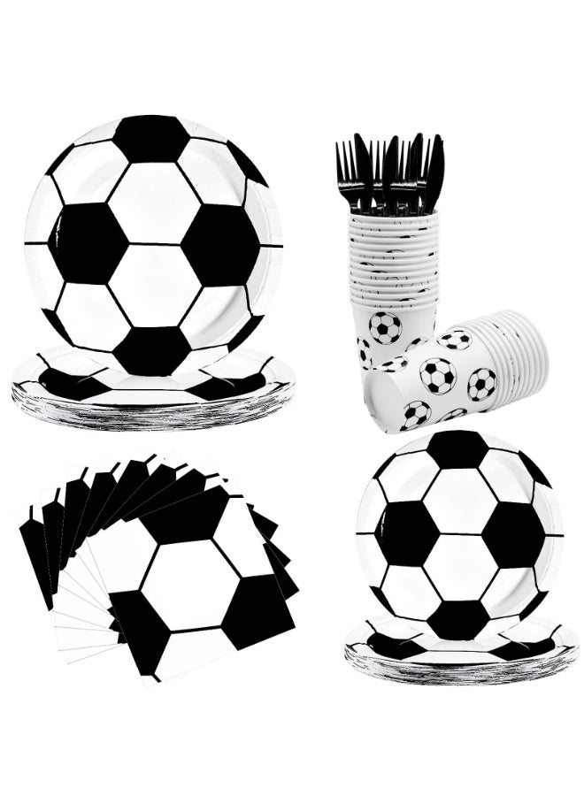 91-piece football party supplies - 10 guest sets, cutlery, paper plates, napkins, cups, knives, forks, football theme decorations - Image 2