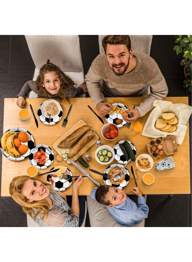 91-piece football party supplies - 10 guest sets, cutlery, paper plates, napkins, cups, knives, forks, football theme decorations - Image 5