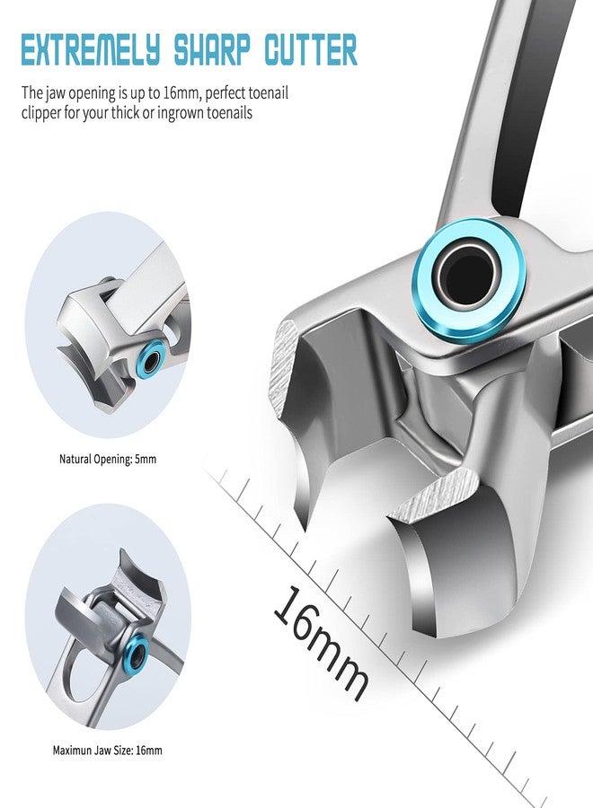 FVION Nail Clippers Set, Toenail Clipper Trimmer for Thick Nails, 16mm Wide Jaw Open Nail Cutter for Fingernails and Toenails With Nail File for Men and Women - Image 2