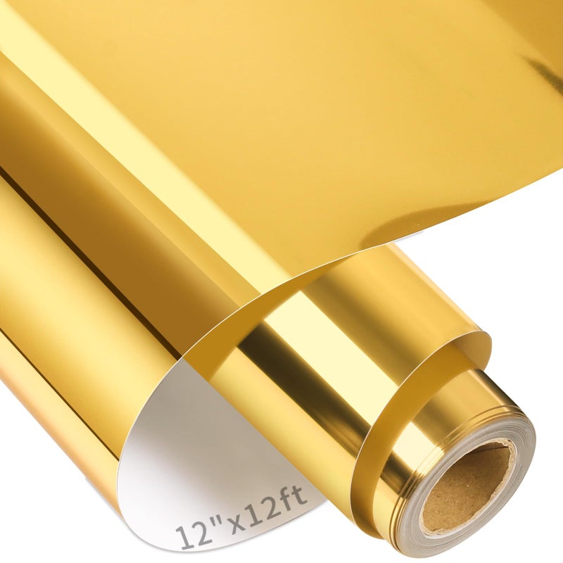 VINYL FROG Metallic Foil HTV Vinyl Roll 12 x12ft Gold Chrome Heat Transfer Vinyl Iron on Vinyl Easy to Cut  Weed DIY Heat Press Design for TShirts