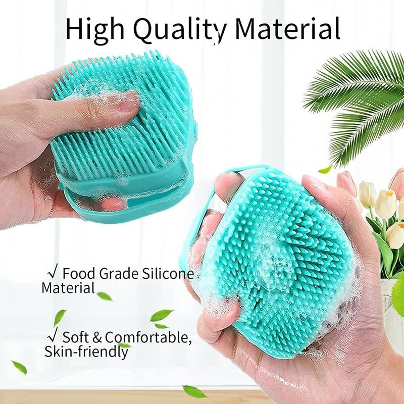 2 in 1 shampoo brush with soap dispenser gentle scrub body shower massage skin for men women kids silicon massage bath brush hair, scalp & bathing brush silicone body softness silicone pet brush for dog - Image 4