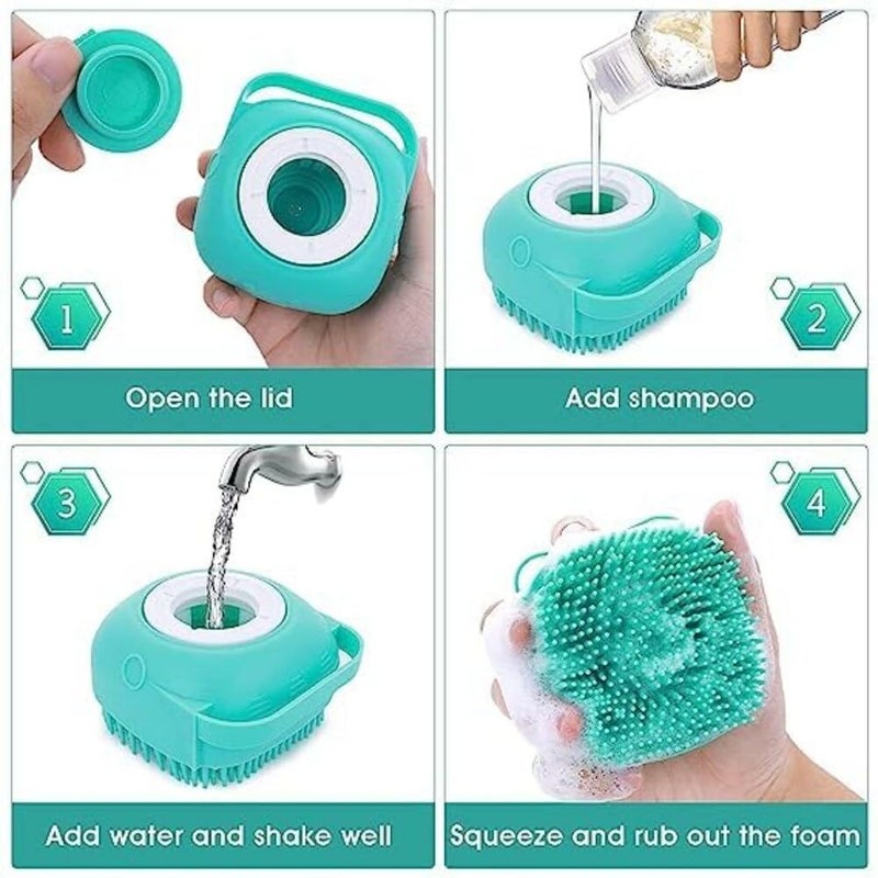 2 in 1 shampoo brush with soap dispenser gentle scrub body shower massage skin for men women kids silicon massage bath brush hair, scalp & bathing brush silicone body softness silicone pet brush for dog - Image 3
