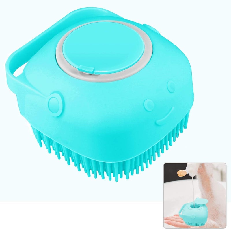 2 in 1 shampoo brush with soap dispenser gentle scrub body shower massage skin for men women kids silicon massage bath brush hair, scalp & bathing brush silicone body softness silicone pet brush for dog - Image 5