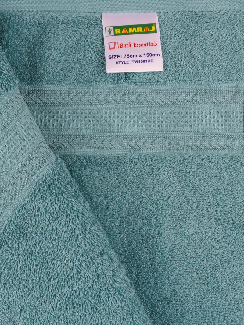 RAMRAJ COTTON Ramraj Bamboo Aqua Blue Cotton Terry Bath Towel (OS; Aqua Blue) - Image 2