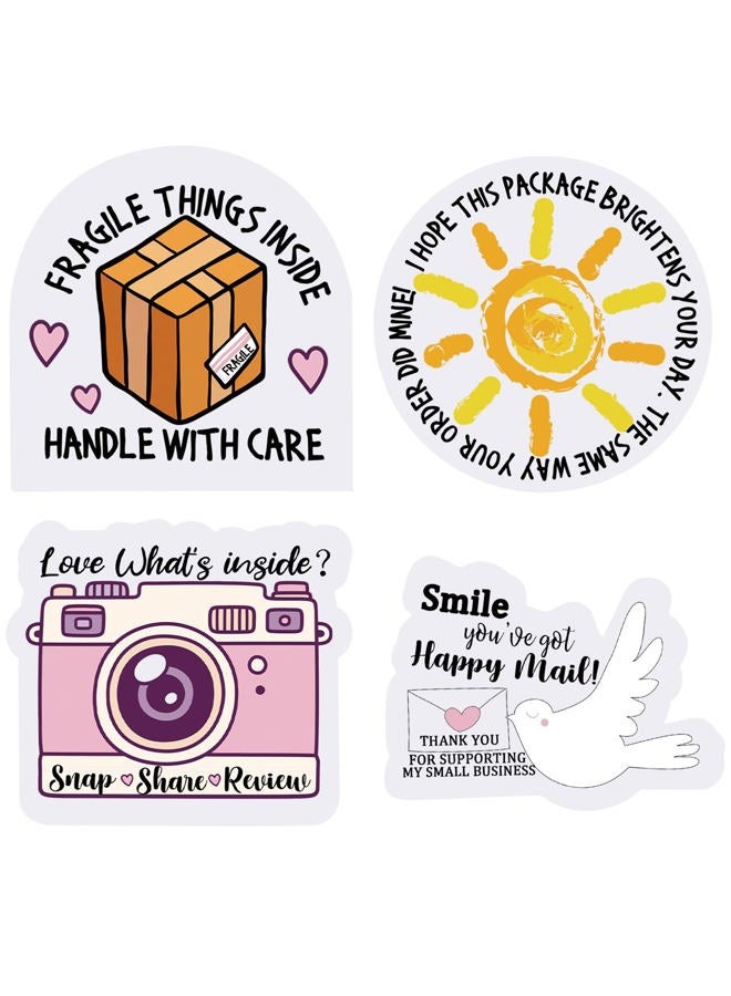 Epakh 500 Pieces Thank Business Stickers Shop Stickers Small Package Labels Cute Envelope Seals Handle with Care Stickers, 4 Styles, 1.77 Inches(Cute Style) - Image 1