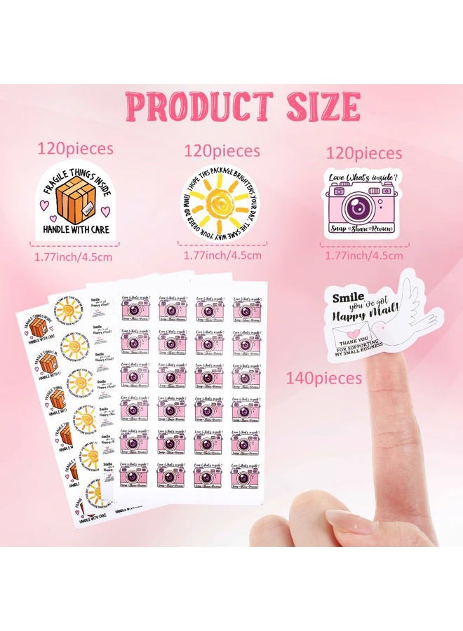 Epakh 500 Pieces Thank Business Stickers Shop Stickers Small Package Labels Cute Envelope Seals Handle with Care Stickers, 4 Styles, 1.77 Inches(Cute Style) - Image 2