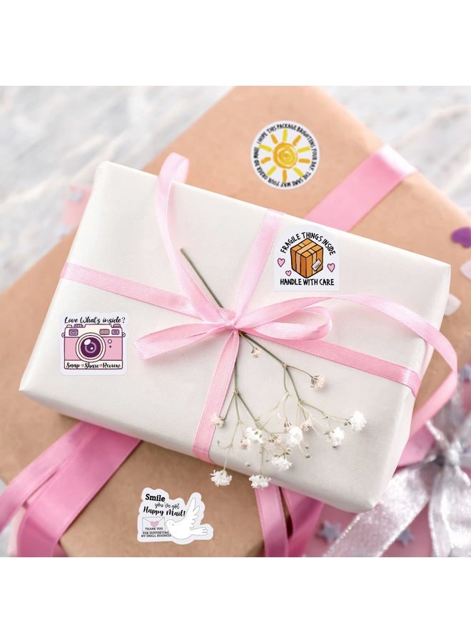 Epakh 500 Pieces Thank Business Stickers Shop Stickers Small Package Labels Cute Envelope Seals Handle with Care Stickers, 4 Styles, 1.77 Inches(Cute Style) - Image 4