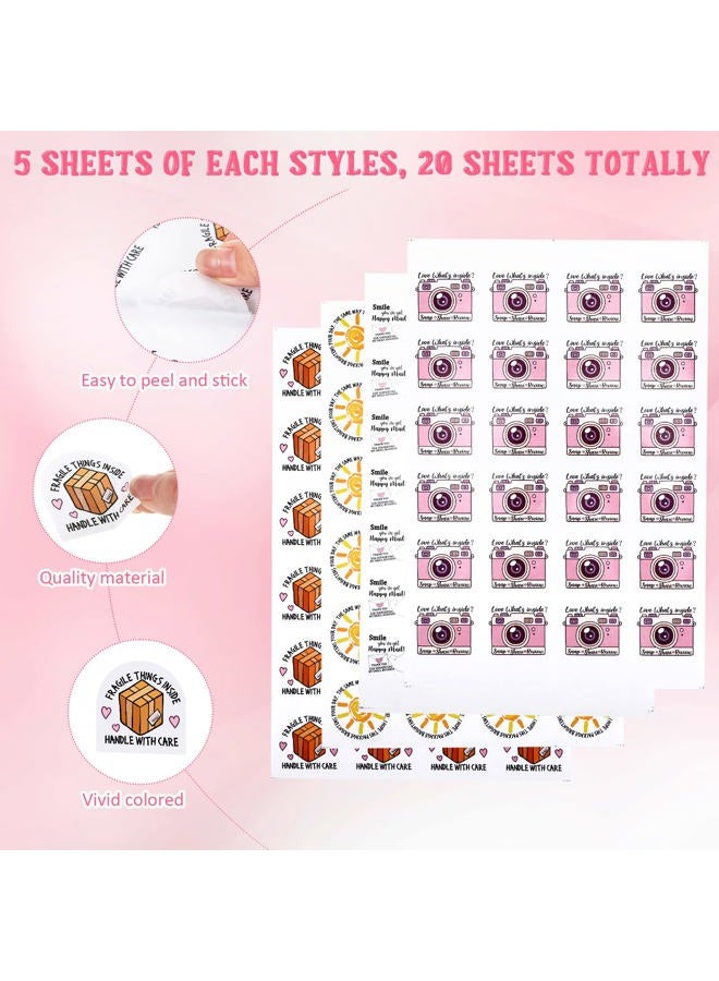 Epakh 500 Pieces Thank Business Stickers Shop Stickers Small Package Labels Cute Envelope Seals Handle with Care Stickers, 4 Styles, 1.77 Inches(Cute Style) - Image 3