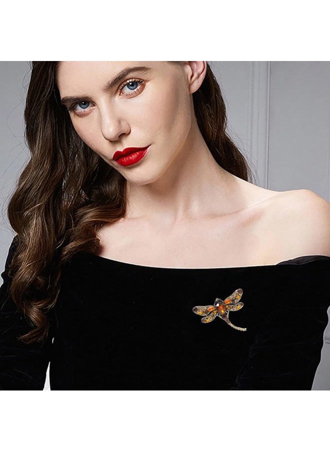 Gleamart - Dragonfly Brooch Pin Acrylic Fly Insect Breastpin for Women Clothing Corsage Brown2 - Image 1