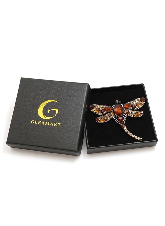 Gleamart - Dragonfly Brooch Pin Acrylic Fly Insect Breastpin for Women Clothing Corsage Brown2 - Image 1