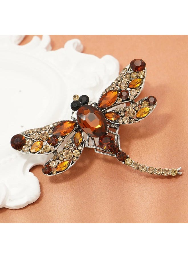 Gleamart - Dragonfly Brooch Pin Acrylic Fly Insect Breastpin for Women Clothing Corsage Brown2 - Image 1