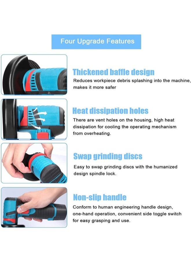 Denzoz Mini Angle Grinder 19500rpm Mini Grinders Power Tools Handheld Portable Electric Grinder Machine with 2 Cutting Disc and 1500mAh Battery  - Image 4