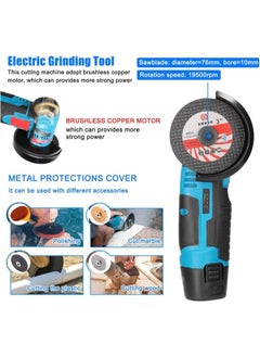 Denzoz Mini Angle Grinder 19500rpm Mini Grinders Power Tools Handheld Portable Electric Grinder Machine with 2 Cutting Disc and 1500mAh Battery  - Image 5