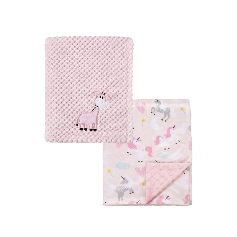 CREVENT 2Pcs 30X40 Cute Cozy Fluffy Warm Baby Blankets for Infants Toddlers Bedding Crib Cot Stroller Giraffe Unicorn - Image 2