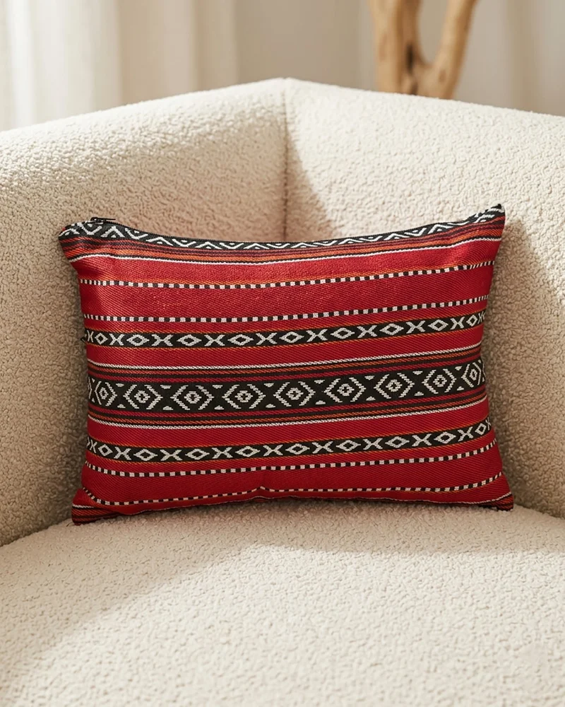 REDTAG Red and Black And Majlis Cushion
