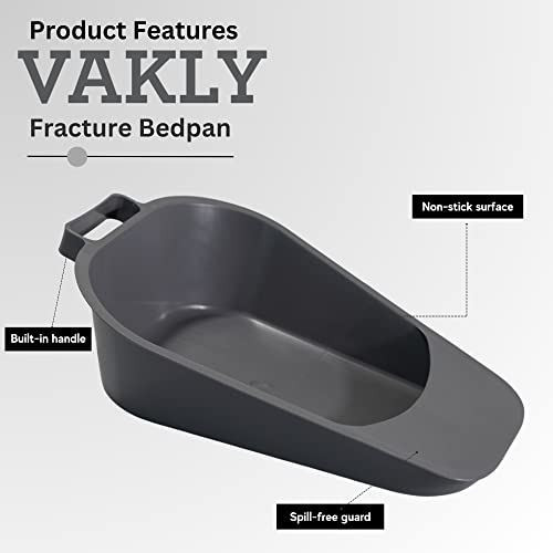 Vakly Fracture Bedpan - Portable Easy Clean Plastic Bed Pan - Female Urinal with Built-in Handle for Easier Placement and Removal and Spill-Free Guard for Bed-Bound/Bedridden Patient for Women and Men - Image 2