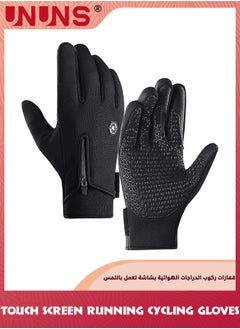 UNUNS Cycling Gloves,Winter Warm Biking Gloves,Touch Screen Fingers Gloves,Anti-Slip Windproof Waterproof Insulated Gloves For Men Women Outdoor Sports Running Riding And Driving,Black L  - Image 1