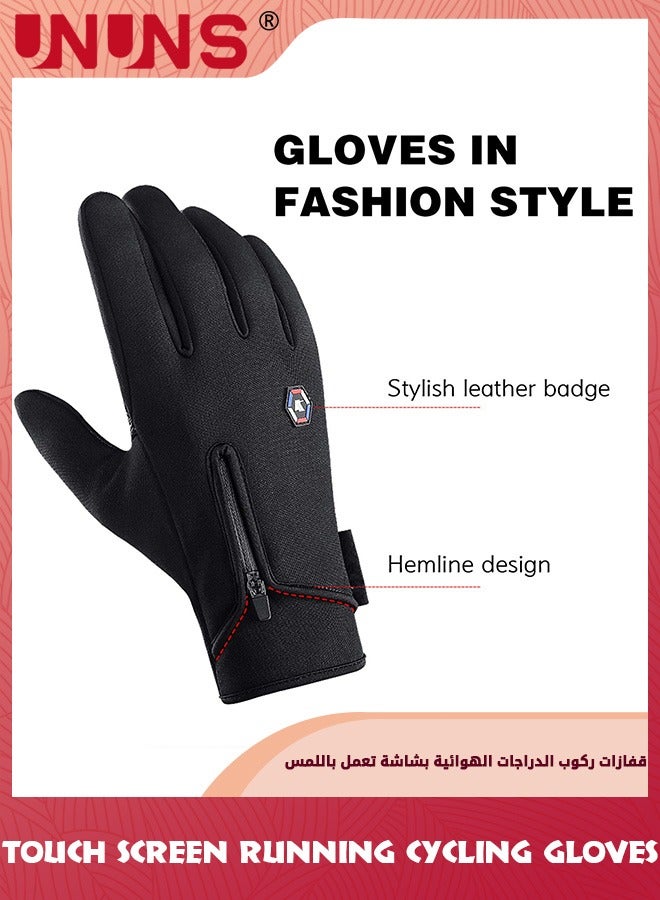UNUNS Cycling Gloves,Winter Warm Biking Gloves,Touch Screen Fingers Gloves,Anti-Slip Windproof Waterproof Insulated Gloves For Men Women Outdoor Sports Running Riding And Driving,Black L - Image 5