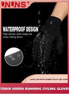 UNUNS Cycling Gloves,Winter Warm Biking Gloves,Touch Screen Fingers Gloves,Anti-Slip Windproof Waterproof Insulated Gloves For Men Women Outdoor Sports Running Riding And Driving,Black L  - Image 3