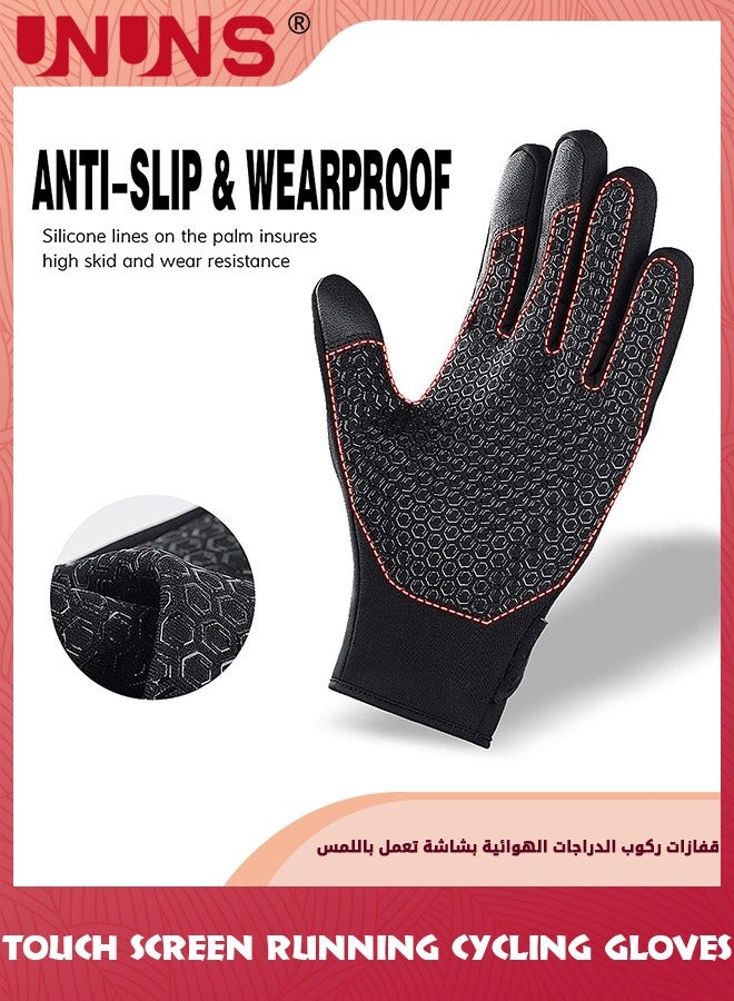 UNUNS Cycling Gloves,Winter Warm Biking Gloves,Touch Screen Fingers Gloves,Anti-Slip Windproof Waterproof Insulated Gloves For Men Women Outdoor Sports Running Riding And Driving,Black L - Image 2