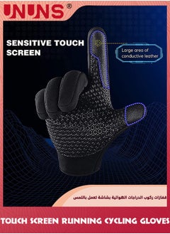 UNUNS Cycling Gloves,Winter Warm Biking Gloves,Touch Screen Fingers Gloves,Anti-Slip Windproof Waterproof Insulated Gloves For Men Women Outdoor Sports Running Riding And Driving,Black L  - Image 4