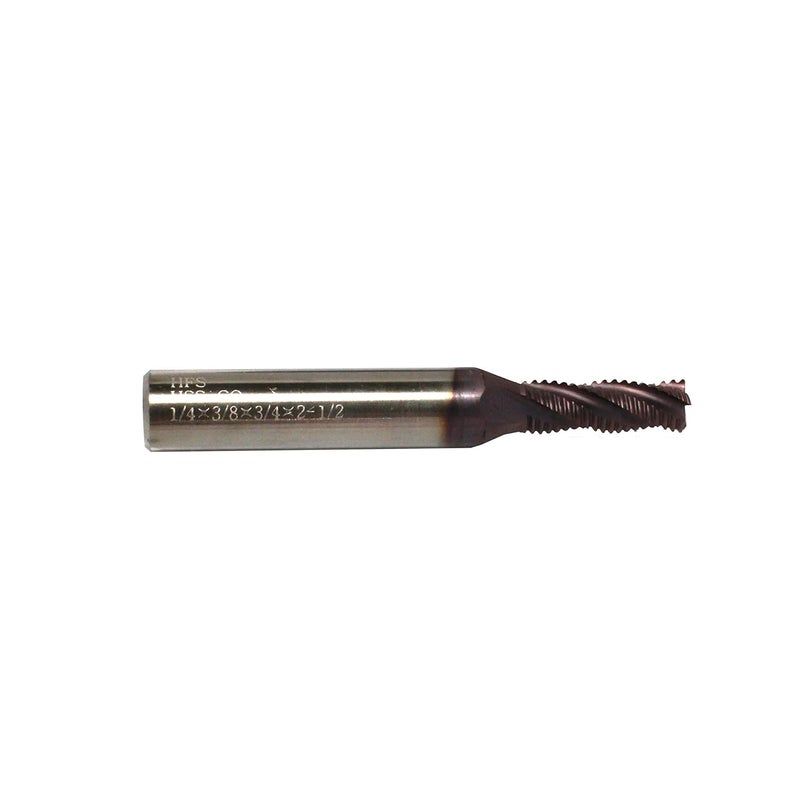 HFS (R) Roughing End Mill Square End Mill 4 Flute M42 8% Cobalt TiAlN for Steel 1/4" Dia. - Image 1